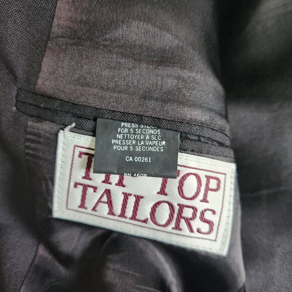 Tip Top Taylors Suit Coat Men's Size 42 Black Double Breasted Pure New Wool - Picture 7 of 10